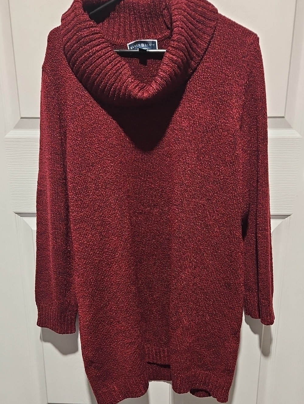 Karen Scott Women's Red Cowl Neck Sweater